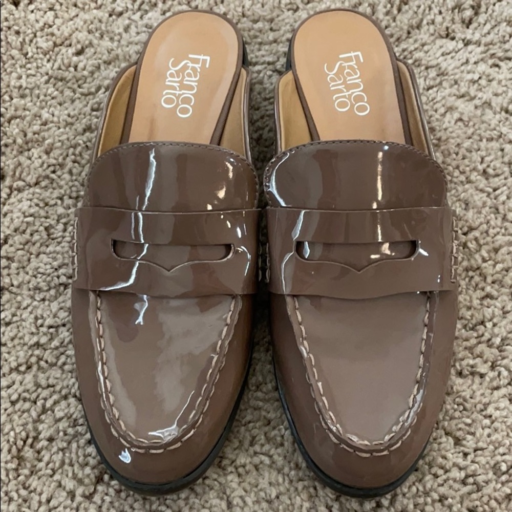 Franco Sarto patent leather mules